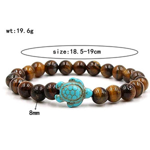 Pulsera De Tortu 8mm Stretch Bead Piedra Natural Lava brazalete De cuentas De turquesa malaquita stretch mar turquesa Pulsera tortuga - Product Image 4