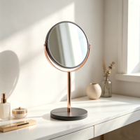 Miroir de courtoisie rond personnalisé avec logo, double face, de table, avec fonction grossissante, miroir de table autoportant