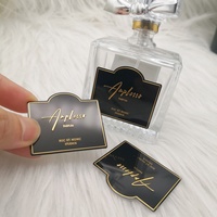 Autocollants personnalisés en étain, en aluminium, avec logo en relief doré, adhésif puissant, imperméable, pour flacons de parfum, lotion, rouge à lèvres