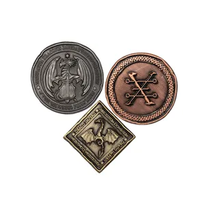 Fabrik preis geschnitzt kunden spezifische 3d Metall Messing Gold Silber Arcade Sammler Souvenir Münze Brettspiel Token