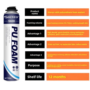 <span class=keywords><strong>Mousse</strong></span> isolante en <span class=keywords><strong>polyuréthane</strong></span> expansé à un composant, haute <span class=keywords><strong>densité</strong></span>, colorée, SUNYO, pour la construction et la menuiserie - Product Image 6