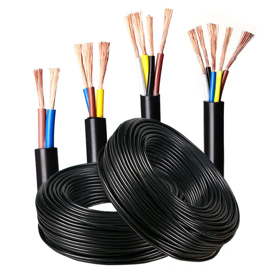 Conductor Power Cable High Quality Copper RVV 2x0.75mm 3x0.75mm 4x2.5mm2 4x1.5mm2 Black PVC Copper Core Insulated Copper Wire