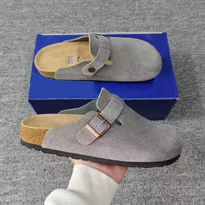 Mules et sabots d'extérieur en cuir véritable et daim pour femme, respirants, avec semelle intérieure en liège fermée, style <span class=keywords><strong>Birkenstock</strong></span>, pour le dropshipping - Product Image 4