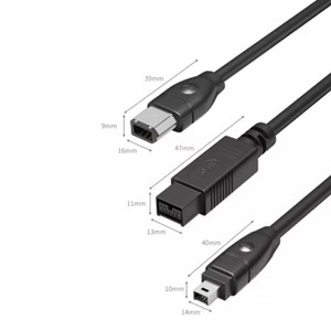 สายเคเบิล <span class=keywords><strong>FireWire</strong></span> 800 - <span class=keywords><strong>FireWire</strong></span> <span class=keywords><strong>400</strong></span> แบบ 9 พิน ต่อ 9 พิน, 6 พิน, 4 พิน และ 6 พิน ต่อ 4 พิน แบบ ILink IEEE 1394B - Product Image 4