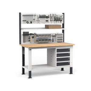Fami WORK1529 Banco de trabajo ajustable de 150cm, tapa de madera, 4 cajones y pared perforada - Product Image 2