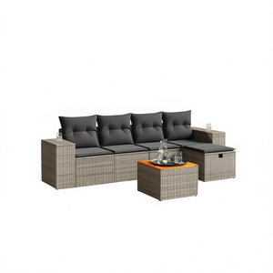 Grey Garden <b>Sofa</b> <b>Set</b> With Cushions UV Resistant PE Rattan Outdoor Furniture Contemporary Design Waterproof - Product Image 1