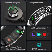 Ventes chaudes - Anneaux intelligents numériques à écran tactile avec charge rapide sans fil et batterie de grande capacité - Surveillance de la santé et du fitness