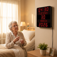 Horloge murale LED pour la démence, horloge de soins pour personnes atteintes de troubles de la mémoire, affichage du calendrier, jour et date, pour les soins à domicile des personnes âgées
