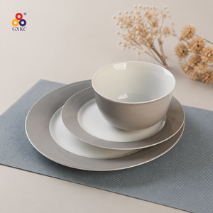 Ciotola per zuppa in ceramica di porcellana con smalto grigio tinta unita arrotolato bordo di cereali per bambini Set per Porridge di insalata per stoviglie Horeca - Product Image 4