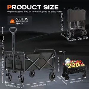 Chariot utilitaire pliable tout-terrain robuste, chariot multifonctionnel pour le camping, le jardinage, les courses, les sports et l'utilisation en extérieur - Product Image 4