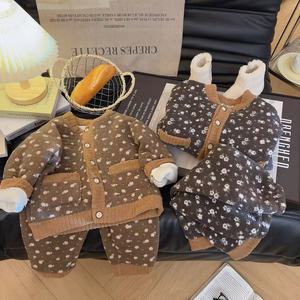 Ropa para Niños - Conjuntos de Ropa para el Hogar para Hombre y Mujer Otoño/Invierno - Conjuntos Gruesos y Cálidos con Estampado de Leopardo para Bebé - Product Image 1