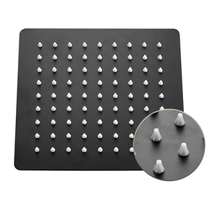 Juego de ducha Kits de grifos de baño Juego de ducha de lluvia Grifo mezclador Ducha Negro Montado en la pared Moderno - Product Image 3