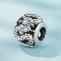Breloque en argent sterling 925, phénix, dragon volant, perle ronde creuse, compatible avec les bracelets originaux, accessoires de bijoux DIY pour femme