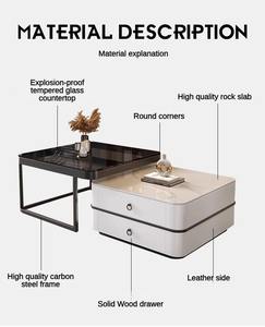 Moderno lusso elegante multifunzionale in pietra naturale di legno quadrato in vetro moderno salotto tavolini <span class=keywords><strong>da</strong></span> caffè - Product Image 6