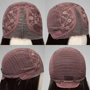 Perruque synthétique en gros, Lace Front ondulée, en fibre résistante à la chaleur, non inflammable, sans colle, brun foncé, avec monofilament - Product Image 5