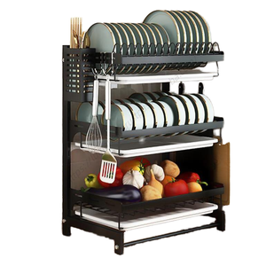 Étagère de rangement murale en métal à 3 niveaux pour vaisselle de cuisine avec support pour planche à découper – Vente en gros - Product Image 5