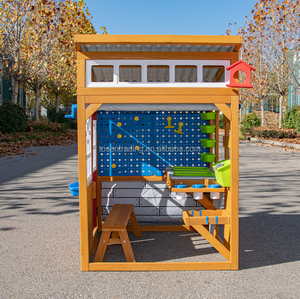 Maisonnette de jeu d'extérieur avec éléments en plastique, rangement en tissu et rideau de garage pour le jardin - Product Image 2