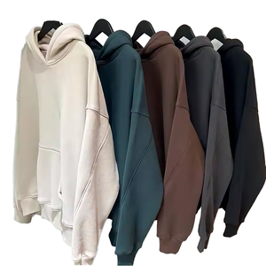 Personalizable 500 Gsm algodón hombres Oversize Sudadera con capucha de lujo recortada pulóver capucha para otoño ropa de calle sólida - Product Image 1