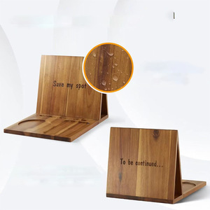 Soporte de lectura plegable de bambú con portavasos para escritorio, soporte para libros y organizador - Product Image 3