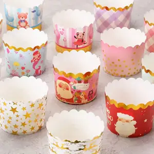 Papel de cozimento de alta qualidade, com papel cru impresso personalizado, forro de cupcake, muffin, cupcake