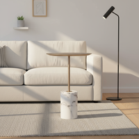Table basse pliable en acier inoxydable avec plateau en marbre nordique, design moderne pour salon, meubles de maison, petite taille