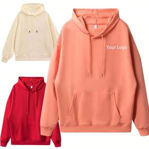 Custom 100%cotton Heavyweight Puff Printing French Terry Cropped Oversized Hoodie Custom Design Men's Long Sleeve Hoodies - Product Image 1