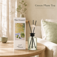 Diffuseur de parfum en roseau Thé aux Prunes Vertes, Coffret Cadeau 200ml, Huile Essentielle, Aromathérapie, Parfum d'Intérieur, Cadeau de Mariage, Senteur Naturelle