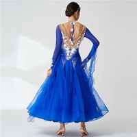 B-19612 personnaliser bleu international standard robe de danse de salon organza robe de concours pour la danse de salon pour les femmes