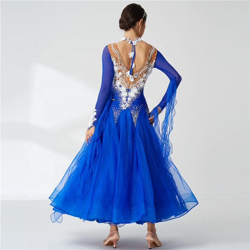 modern ballroom dresses Latin Ballroom Dance Dress Modern Salsa Waltz Standard Long Dress#Q165 2 Colors