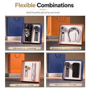 3 in 1 Cold Compress Fan +umbrella +insulatedcup Luxury Business Welcome Cooperate Gift Set Power Bank Neck Massager - Product Image 3