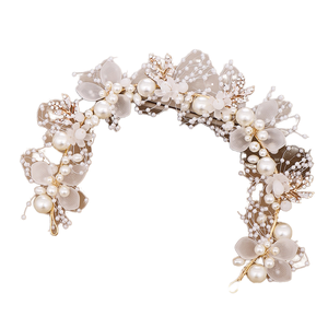 เครื่องประดับผมเจ้าสาวดอกไม้มุกหรูหราสวยงาม ดีไซน์ใหม่ ที่คาดผม-ขายส่ง - Product Image 1