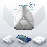 Station de charge magnétique pliable portable avec logo personnalisé, chargeur sans fil 3 en 1 rapide 15W qi pour téléphones Android et iPhone