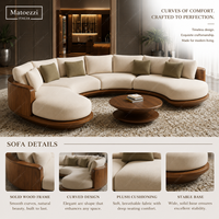 Ensemble de canapés sectionnels modernes en bois massif avec revêtement en tissu et design écologique pour salon de villa