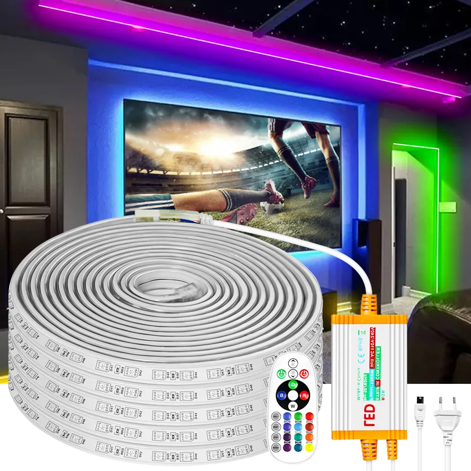 RGB LED-Lichtst reifen band SMD 5050 60Led/m Wasserdichte dimmbare Fernbedienung 220 V LED-Licht leiste RGB-Band 220 V für Schlafzimmer