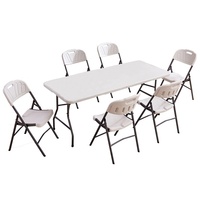 Table pliante d'extérieur moderne et minimaliste, best-seller transfrontalier, avec structure en métal et plateau en HDPE blanc
