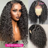Perruques de Cheveux Humains Économiques pour Femmes Noires, Perruques Lace Front HD en Cheveux Humains, Courtes Perruques Bob Bouclées Profondes en Cheveux Humains Lace Front Brésiliennes