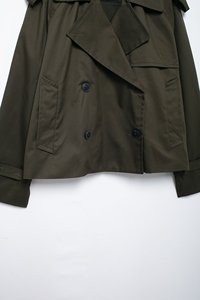 Automne femmes manteau <span class=keywords><strong>court</strong></span> à manches longues Double boutonnage <span class=keywords><strong>Trench</strong></span> Coat 2024 nouvelle mode ample élégant manteau - Product Image 6