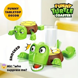Sous-verre tortue en plastique, dessin animé, expression amusante, créatif, imperméable, pour tasses à thé, mugs à café, vaisselle, promotionnel - Product Image 2