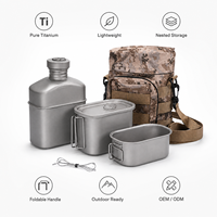Ensemble de cuisine de camping multifonctionnel en titane pur, ultraléger, résistant à la corrosion, 1100 ml, pliable, suspendable, portable, avec tasses, pour l'extérieur