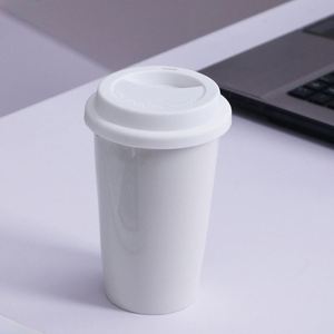 Custom Logo Personalized Gifts Heat Resistant Ceramic Coffee Cup with Silicone Lid - Product Image 2