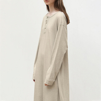 L800857 Custom Logo Damen Pullover Maxi kleid Langarm knopf O-Ausschnitt Übergroßes lässiges, locker gestricktes Pullover kleid