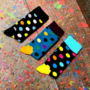 Chaussettes pour hommes à pois colorés, amusantes, décontractées, en coton, best-seller transfrontalier, nouveauté, chaussettes habillées - Product Image 5