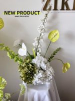 2025 nouveauté bougie florale vert blanc Faux Arrangement de fleurs artificielles Bouquet de fleurs pièce centrale de Table pour les mariages