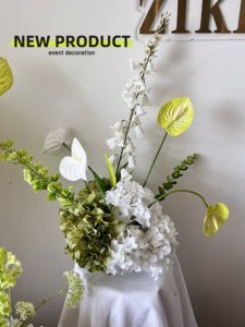 2025 New Arrival Floral Candle Green White Faux Flower Arrangement Artificial Flower Bouquet <strong>Table</strong> <strong>Centre</strong> <strong>Piece</strong> for Weddings - Product Image 2