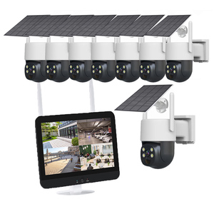 12 Inch Screen 8 CH Solar Cameras Wifi NVR <b>System</b> 4.0 Megapixel 3W 7500mA Battery <b>Wireless</b> PTZ <b>Camera</b> CCTV Kit - Product Image 1