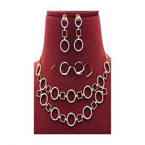 Gold Plated Geometric <b>Crystal</b> Rhinestone Necklace Earrings Bracelet <b>Set</b> Women's Party Jewelry Trendy Fashion Alloy Jewelry <b>Sets</b> - Product Image 2
