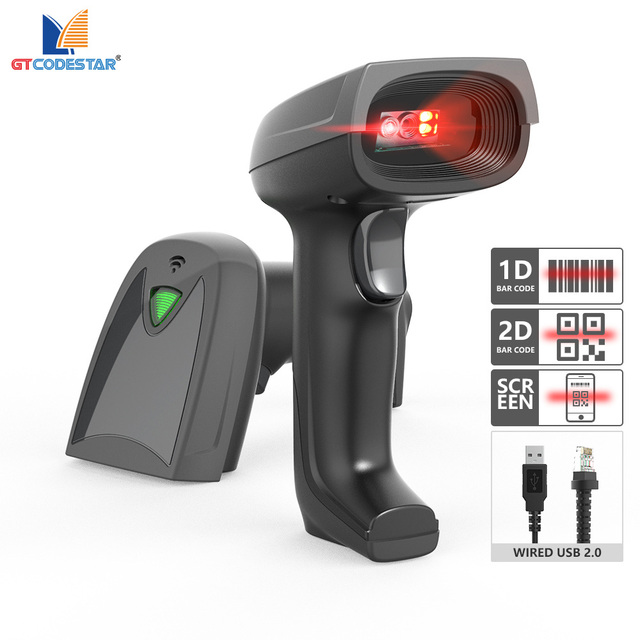 GTCODESTAR Handheld 1D 2D Barcode Scanner 2D  Barcode Reader Wireless QR Code Scanner for Supermarket QR Code Reader