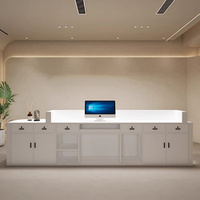 Comptoir de réception d'hôtel moderne avec fonction extensible, en bois et panneau mélaminé, mobilier de bureau
