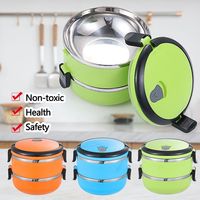 Boîte à Lunch en Acier Inoxydable Contenant Isotherme Alimentaire Chaud Bocal Thermos Sous Vide à Soupe Récipients 1/2 Couche Portable de Voyage