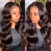 Perruque Lace Front Transparente 13x4 pour Femme, Ondulations Africaines Water Wave et Body Wave, Résistante à la Chaleur, Douce, Lisse et Volumineuse, Vente en Gros